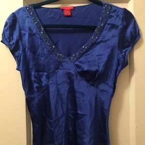 Royal Blue Silk Blouse